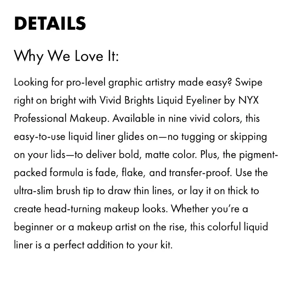 NWT NYX Vivid Brights Matte Liquid Eyeliner- Lilac Link